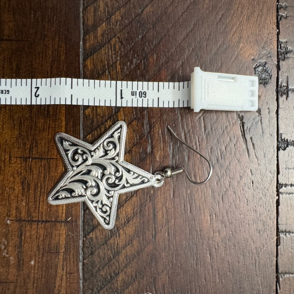 Montana Silversmiths Silver Star Drop Earrings - Picture 3 of 3